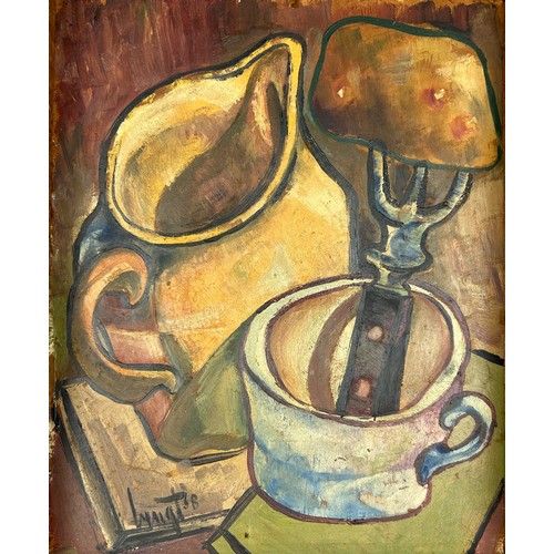 146 - A SWEDISH STILL LIFE OIL ON BOARD PAINTING, mounted in a wooden frame. 

Signed Bengt '38

30cm x 23... 