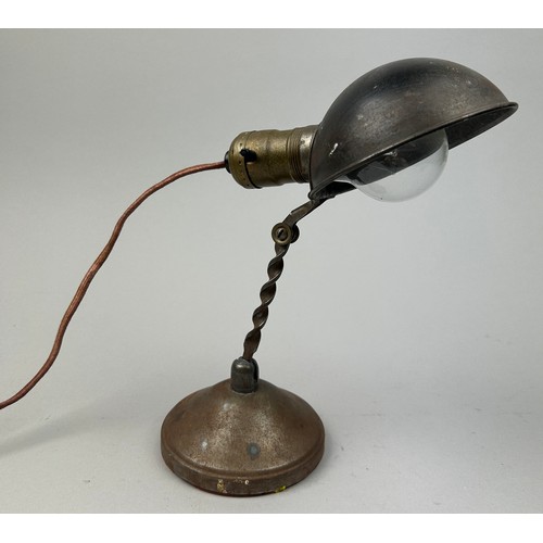 214 - AN ANTIQUE METAL DESK LAMP PURCHASED FROM JOHN DERIAN NEW YORK, 

25cm in height