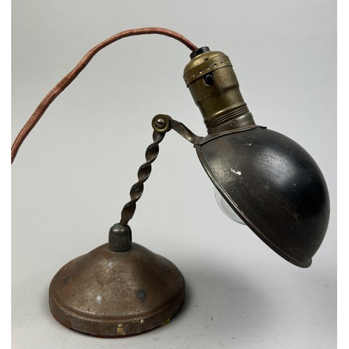 214 - AN ANTIQUE METAL DESK LAMP PURCHASED FROM JOHN DERIAN NEW YORK, 

25cm in height