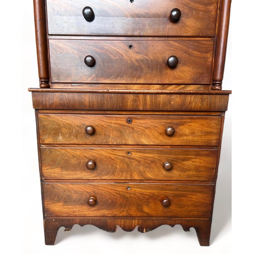 193 - A SCOTTISH VICTORIAN FLAME MAHOGANY CHEST-ON-CHEST, 

205cm x 112cm x 56cm