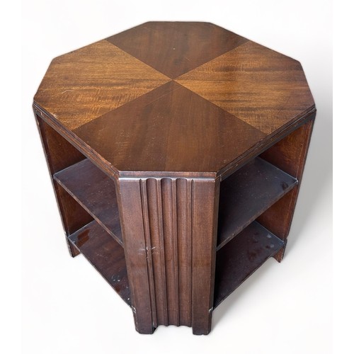 199 - A WARING AND GILLOWS OCTAGONAL ART DECO DESIGN BOOKCASE, 

Plaque to verso 

50cm x 50cm