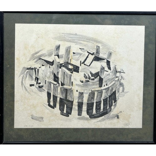 113 - AN ABSTRACT PENCIL AND SHADING SKETCH OF STONEHENGE, signed 'Webster'

40cm x 33cm