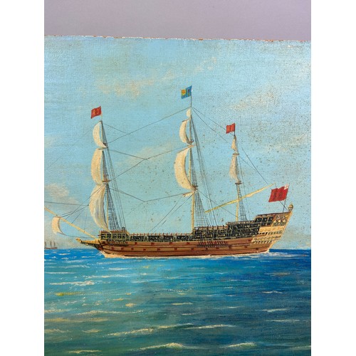 144 - TWO OIL ON BOARD PAINTINGS OF WAR SHIPS

Largest 50cm x 34cm