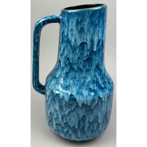 227 - A LARGE BLUE DRIP GLAZED POTTERY JUG MARKED TO VERSO FOR 'WEST GERMANY'

40cm in height