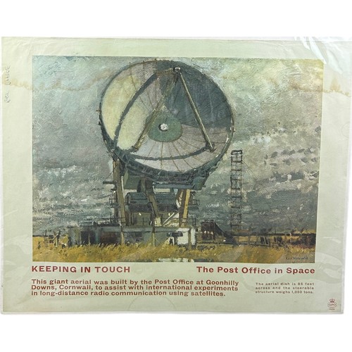 174 - GPO POSTER 'KEEPING IN TOUCH' THE POST OFFICE IN SPACE GOONHILLY CORNWALL 1970, 

Depicting a painti... 