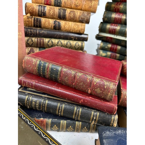 26 - DECORATIVE BINDINGS: A LARGE QUANTITY OF LEATHER BOUND BOOKS, along with some cloth bound. 

Various... 