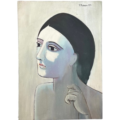 163 - AN OIL ON CANVAS PAINTING OF A LADY, signed P.Robinson 1971

80cm x 56cm