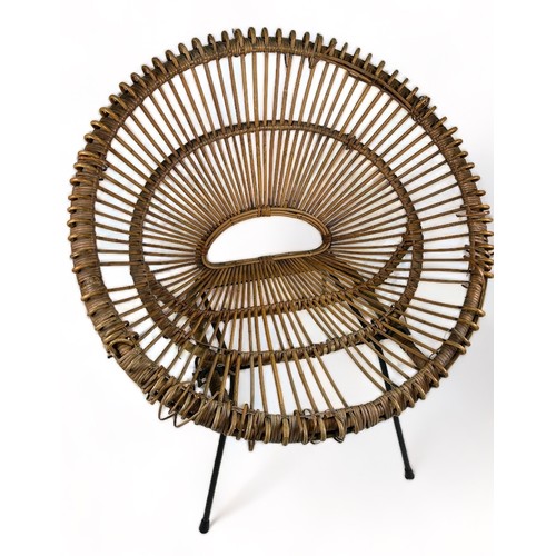 179 - A MID CENTURY RATTAN AND METAL CHAIR IN THE MANNER OF FRANCO ALBINI (1905-1977)

85cm x 80cm