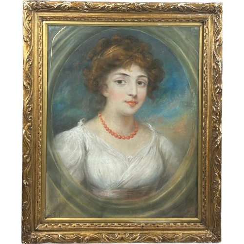 155 - AN OIL ON PAPER PAINTING OF A FRENCH LADY, 19th Century style laid on canvas and mounted in a gilt f... 