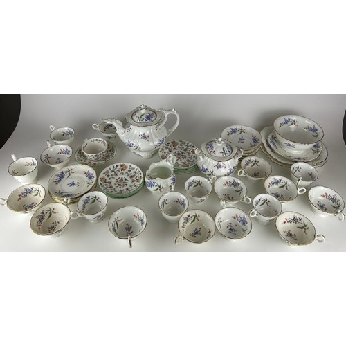 232 - A LARGE MIXED TEA SERVICE, including saucers by Minton 'Haddon Hall' and cups, saucers, tea pots, pl... 