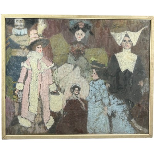 139 - WILLIAM SHOWELL (1903-1984) A LARGE AND UNUSUAL PASTEL PAINTING OF DOLLS, mounted in a frame and gla... 