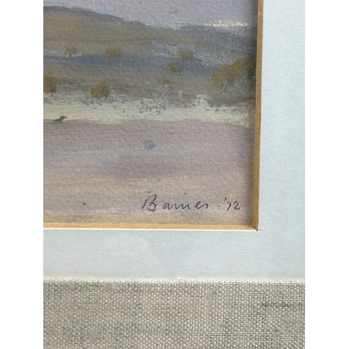 128 - HARRY BAINES (1910-1995) 'DECCAN HILLS', acrylic on paper, signed 1972 

25cm x 10cm, framed and gla... 