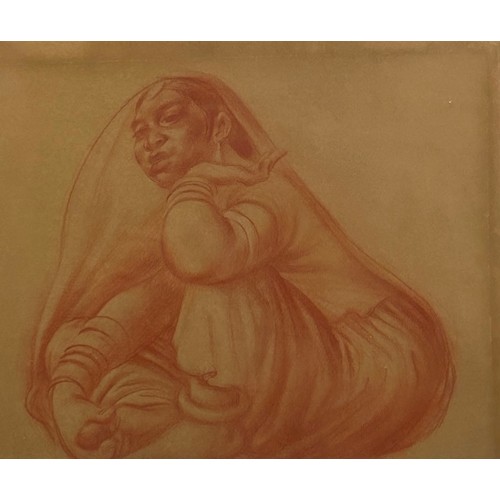 129 - HARRY BAINES (1910-1995) 'MARWARI WOMAN', chalk study on paper labelled clearly to verso

35cm x 32c... 