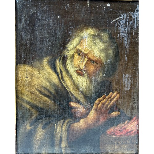 152 - A 19TH CENTURY OIL ON WOOD PAINTING OF A MAN WARMING HIS HANDS BY THE FIRE, 

Mounted in a frame.

2... 