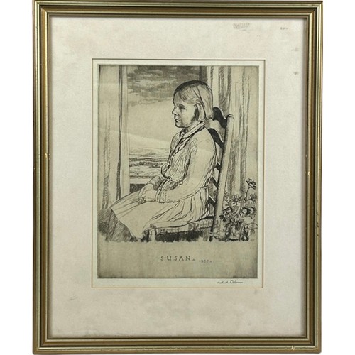 99 - MALCOLM OSBORNE (1880-1963) AN ETCHING and drypoint ENTITLED 'SUSAN' DATED 1935, 

Signed by the art... 