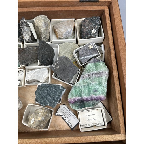 27 - A GREGORY BOTTLEY CASED COLLECTION OF MINERAL AND ROCK SPECIMENS, 

Three wooden trays contained in ... 