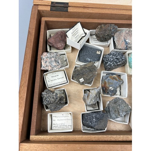 27 - A GREGORY BOTTLEY CASED COLLECTION OF MINERAL AND ROCK SPECIMENS, 

Three wooden trays contained in ... 