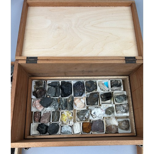 27 - A GREGORY BOTTLEY CASED COLLECTION OF MINERAL AND ROCK SPECIMENS, 

Three wooden trays contained in ... 