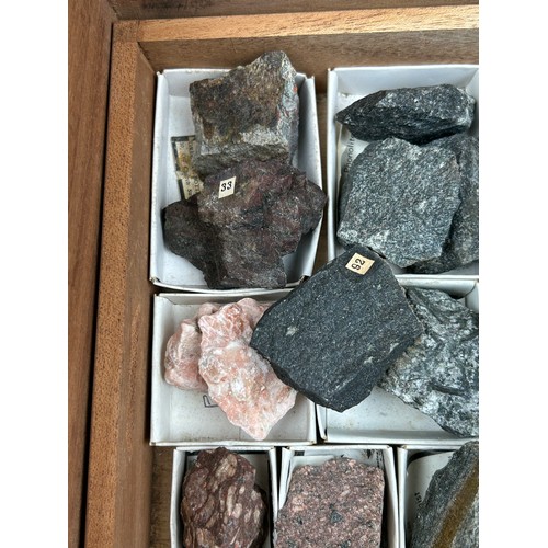 27 - A GREGORY BOTTLEY CASED COLLECTION OF MINERAL AND ROCK SPECIMENS, 

Three wooden trays contained in ... 