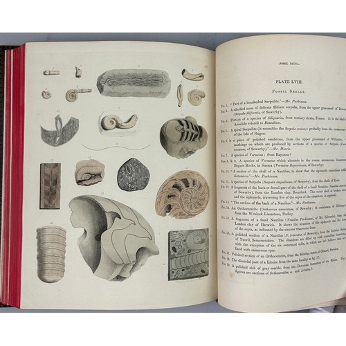 2 - GIDEON MANTELL (1790-1852) 'PICTORIAL ATLAS OF FOSSIL REMAINS' 1850, 

Tooled leather book, 74 hand ... 