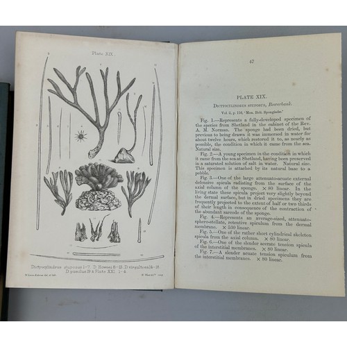 15 - JAMES SCOTT BOWERBANK (1797-1877) 'A MONOGRAPH OF THE BRITISH SPONGIADAE', 

Four volumes, cloth bou... 