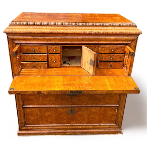 186 - AN EARLY 19TH CENTURY BIEDERMEIER BUREAU POSSIBLY SWEDISH, 

The first drawer opening to reveal a hi... 