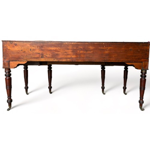 187 - A MAHOGANY LINE INLAID CLAVICHORD EARLY 19TH CENTURY ADAPTED INTO A DRESSING TABLE, with brass mount... 