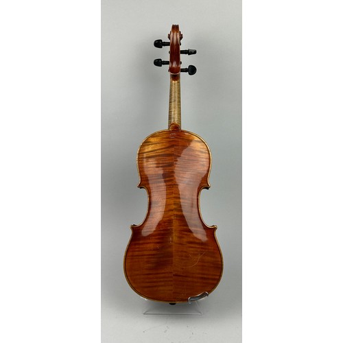 55 - A VIOLIN BY LEOPOLD MITSCHING, ELBERFELD,
 
Stamped on back: Leopold Mitsching, Elberfeld
 
Back len... 