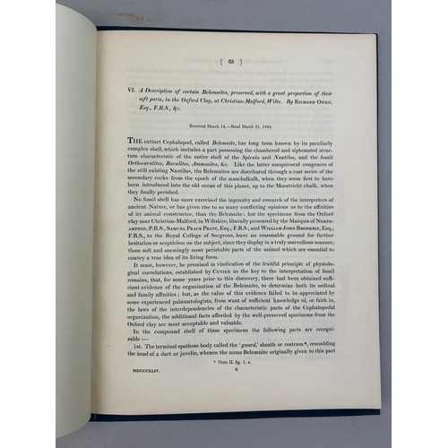 12 - RICHARD OWEN (1804-1892) 'A DESCRIPTION OF CERTAIN BELEMNITES, PRESERVED WITH A GREAT PROPORTION OF ... 