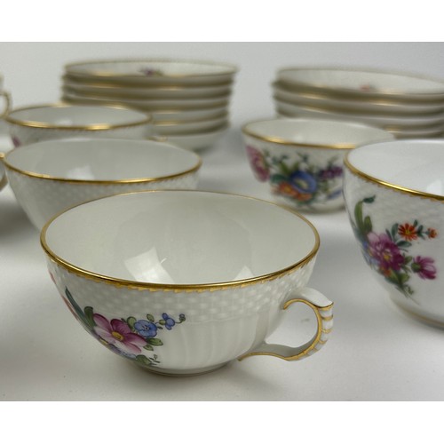 233 - A ROYAL COPENHAGEN PART TEA SERVICE, consisting of 12 cups, 12 saucers and 12 side plates (36)