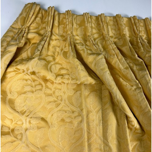 210 - A PAIR OF ZIMMER&ROHDE YELLOW DAMASK CURTAINS,

Lined and interlined full length hand sewn French he... 