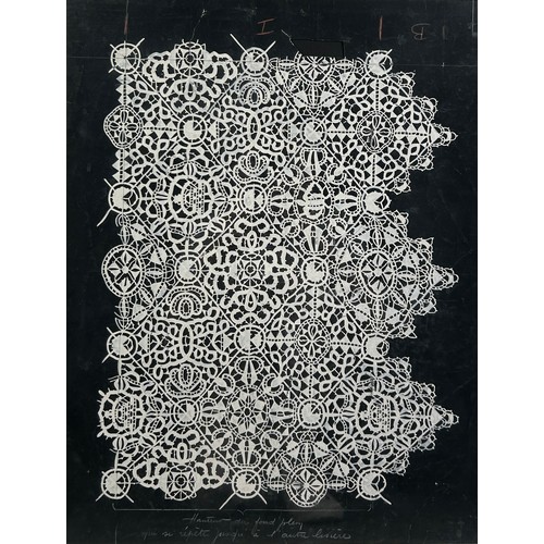 136 - BIANCHINI FERIER ORIGINAL FABRIC DESIGN, black and white mounted in a black frame.

49cm x 37cm