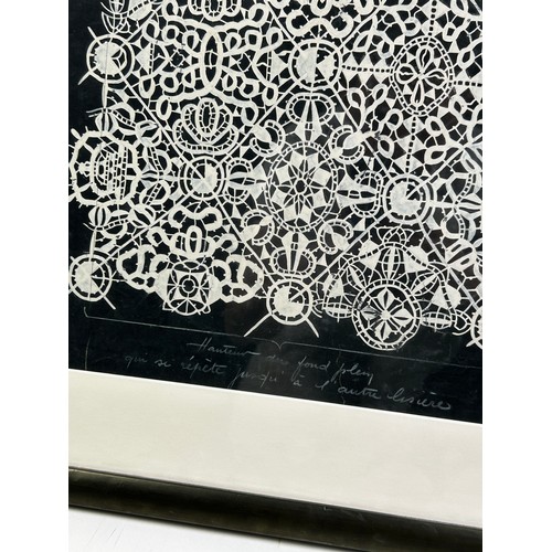 136 - BIANCHINI FERIER ORIGINAL FABRIC DESIGN, black and white mounted in a black frame.

49cm x 37cm