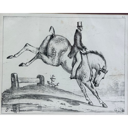 104 - AFTER PHILIPPE LEDIEU (AMERICAN 1805 - 1850) A SET OF THREE LITHOGRAPHIC PRINTS OF HORSES, 

Each mo... 