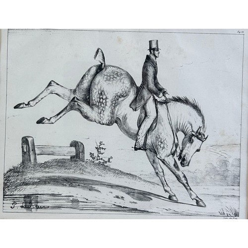 104 - AFTER PHILIPPE LEDIEU (AMERICAN 1805 - 1850) A SET OF THREE LITHOGRAPHIC PRINTS OF HORSES, 

Each mo... 