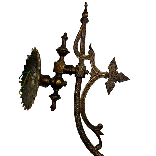 221 - TWO ART NOUVEAU BRASS WALL SCONCES, gothic revival (2)