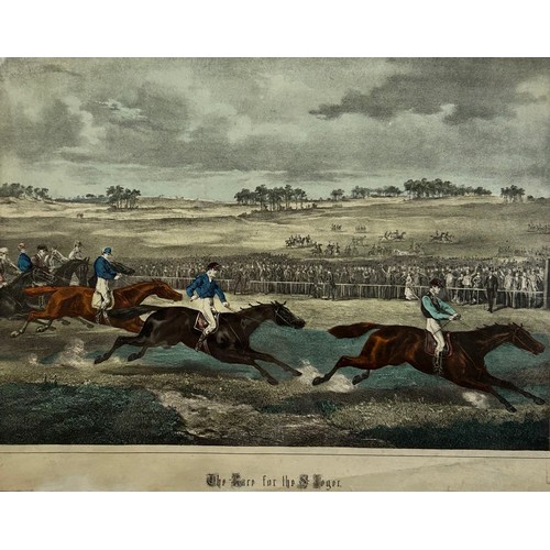 95 - EQUESTRIAN INTEREST: A PAIR OF EARLY 19TH CENTURY HAND COLOURED HORSE RACING PRINTS.

To include 'Th... 