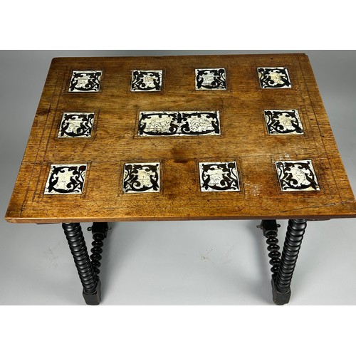 369 - AN 18TH CENTURY SPANISH WALNUT OCCASIONAL TABLE,

Ivory and ebony inlay in twelve squares on four sp... 