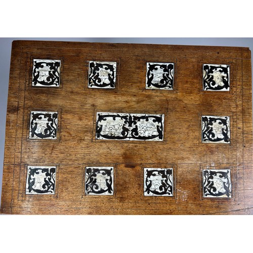 369 - AN 18TH CENTURY SPANISH WALNUT OCCASIONAL TABLE,

Ivory and ebony inlay in twelve squares on four sp... 
