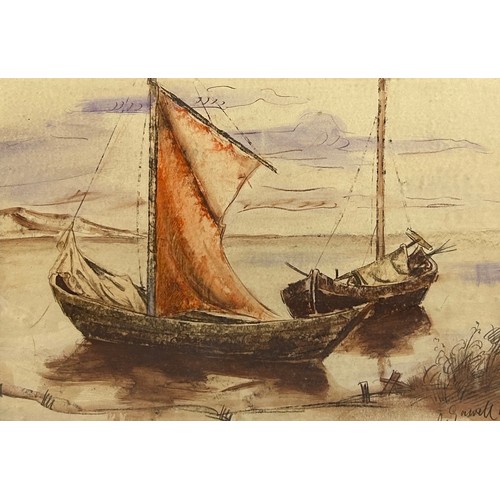 288 - A LARGE WATERCOLOUR ON PAPER PAINTING OF A SHIP, signed indistinctly. 

Mounted in a frame and glaze... 