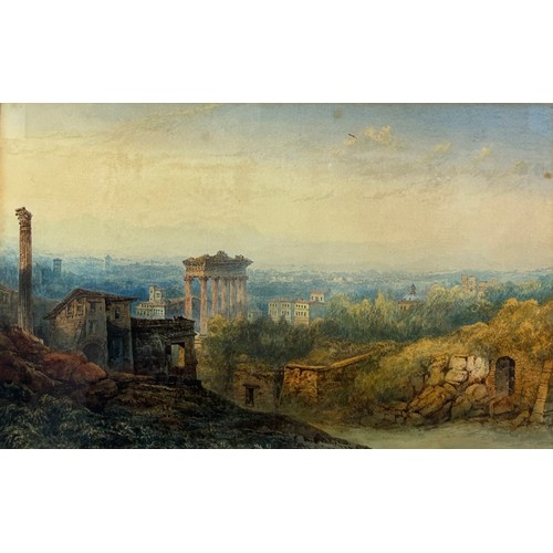 293 - A LARGE WATERCOLOUR PAINTING ON PAPER, 

19th Century, depicting an Italian landscape with classical... 