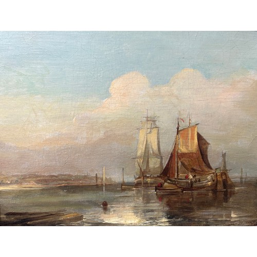 279 - ATTRIBUTED TO JOHN WILSON EWBANK RA (1799-1847) 

An oil on canvas marine painting depicting ships a... 