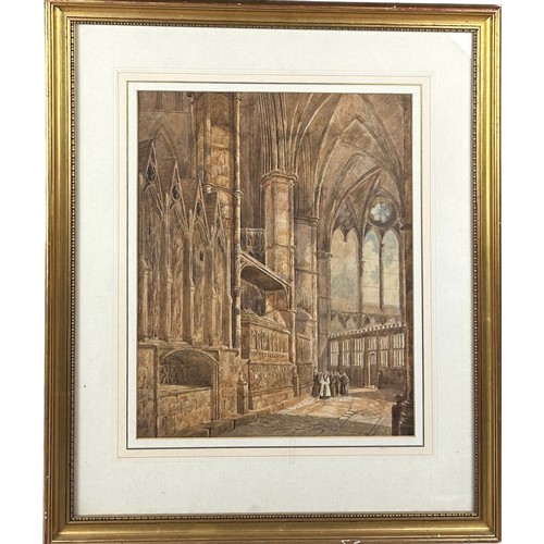 296 - A VICTORIAN WATERCOLOUR ON PAPER OF CANTERBURY CATHEDRAL, 

Labelled to verso 'S Hume 1870' possibly... 