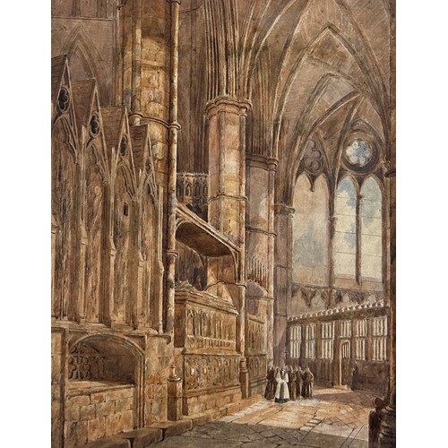 296 - A VICTORIAN WATERCOLOUR ON PAPER OF CANTERBURY CATHEDRAL, 

Labelled to verso 'S Hume 1870' possibly... 