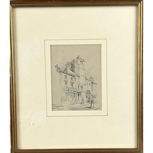 303 - WILLIAM H BIDLAKE R.B.S.A (1888-1937) 'QUEEN ELIZABETHS TOWER' LEICESTER, 

Pencil sketch by archite... 