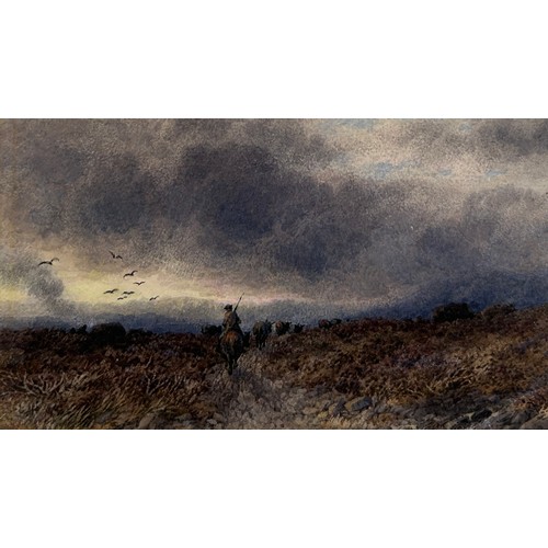 304 - JOHN STEEPLE (1823-1887) 'Crossing a Welsh Moorland', 

Signed and inscribed on original backing dat... 