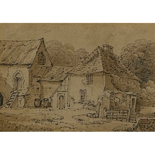 306 - JOSEPH POWELL (1780–1834) PENCIL AND BROWN WASH 'FARM BUILDINGS'

Mounted in a frame and glazed

9cm... 