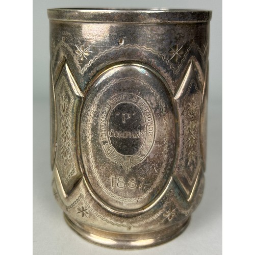 72 - MILITARY INTEREST: A VICTORIAN SILVER PLATED HUKIN AND HEATH CUP ENGRAVED FOR 'LONDON RIFLE BRIGADE,... 