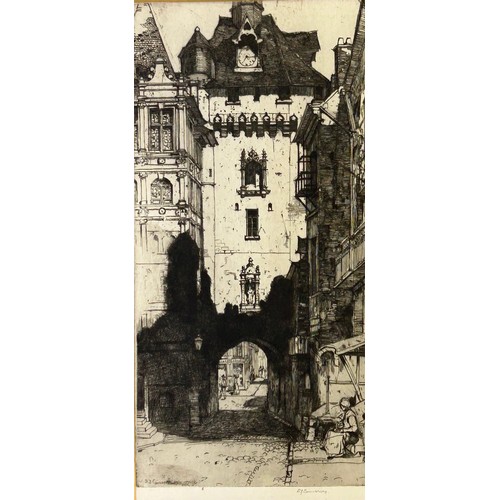 272 - DAVID YOUNG CAMERON (1865-1945)

Drypoint on paper ‘Clocktower Arch’, signed in pencil

25cm x 12.5c... 