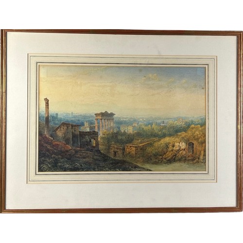 293 - A LARGE WATERCOLOUR PAINTING ON PAPER, 

19th Century, depicting an Italian landscape with classical... 